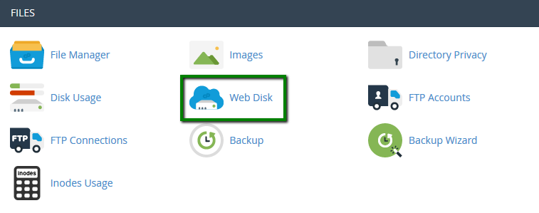 Web Disk feature for backing and managing your files 