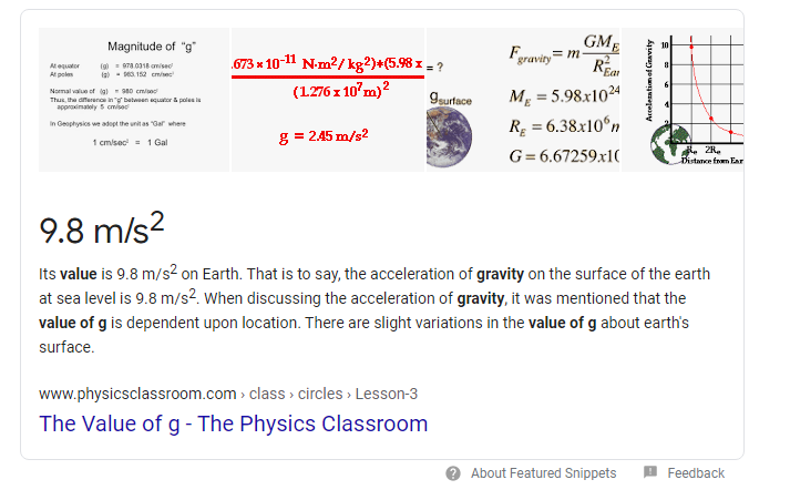 Gravitational pull on earth