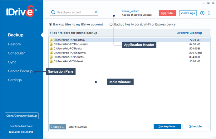 IDrive directly from server